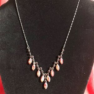 Red Teardrop Stone Necklace